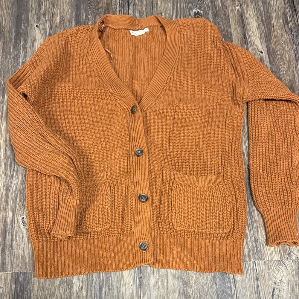 Aeropostale Women's Burnt Orange Cardigan Sweater